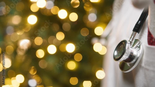 Surgeon Doctor Wishes His Patients a Merry Christmas with Copy Space