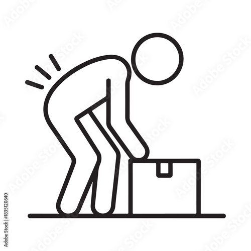 Avoid heavy lifting properly icon line drawing vector