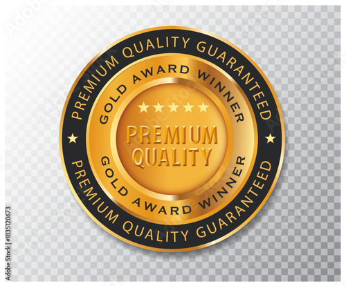 golden medal for premium quality, vector illustration