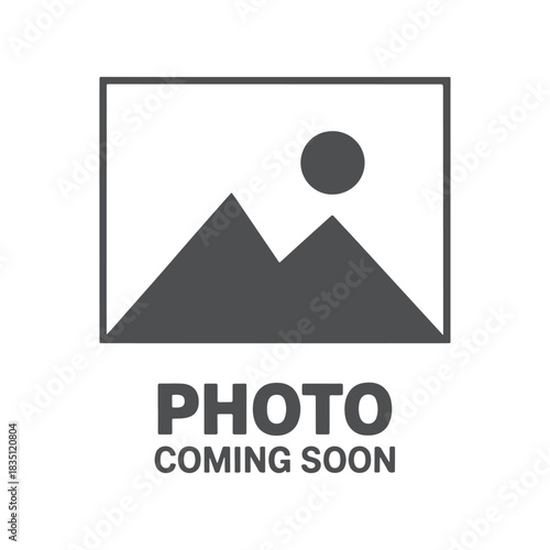 Photo coming soon sign with transparent background