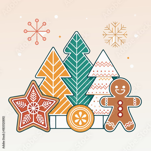 set of christmas gingerbread cookies