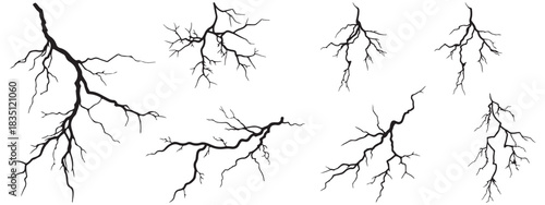 Lightning Bolt Vector Set – Electric Thunder Clipart, Flash Silhouette