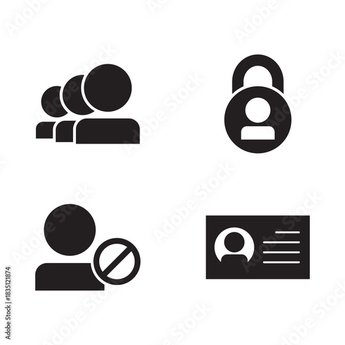 Solid Icon Set Group Lock Ban Identification