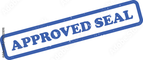 Blue Approved Seal Stamp with Transparent Background, Isolated on White
