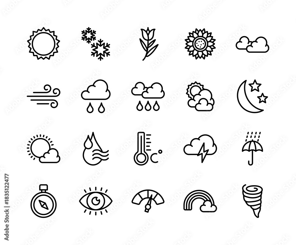 Naklejka premium Icon pack of weather