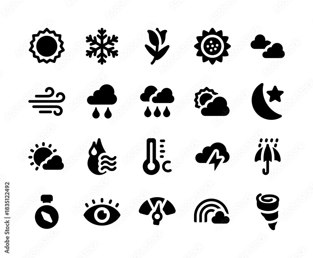 Naklejka premium Icon pack of weather