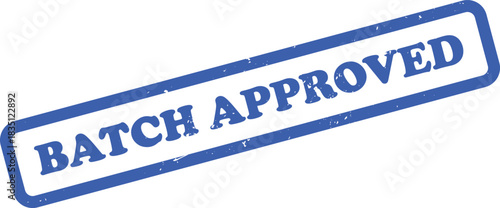 Blue Batch Approved Rubber Stamp Isolated on White Background Text