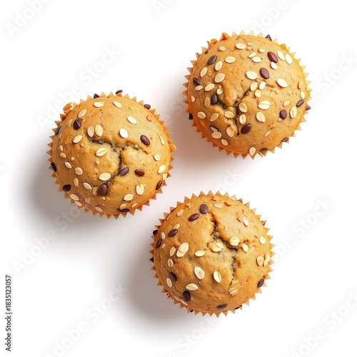 Wallpaper Mural Delicious homemade muffins top view isolated on white background bakery products breakfast pastries food photography Torontodigital.ca