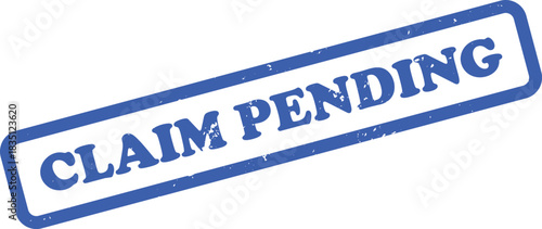 Blue Claim Pending Rubber Stamp with Rounded Rectangle on White Backdrop