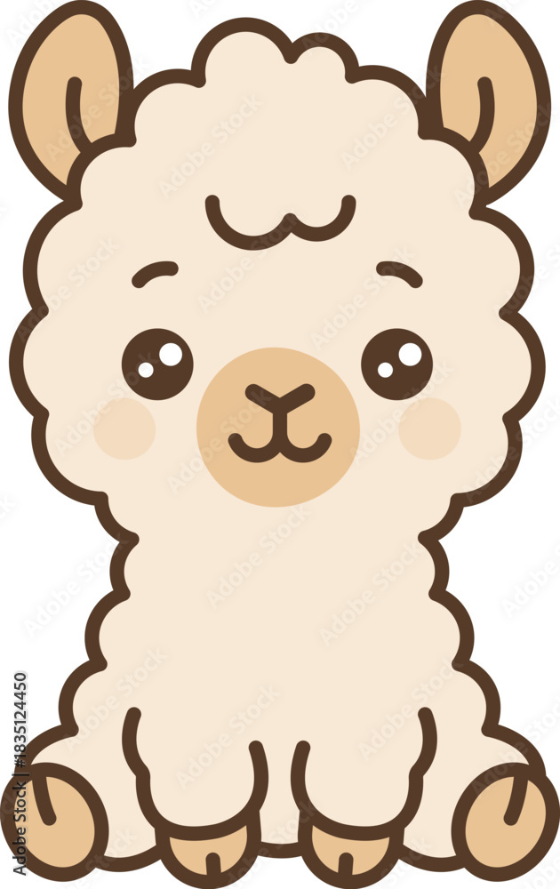 Obraz premium Cute light cartoon Llama sitting
