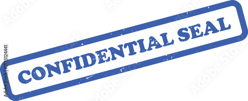 Blue Confidential Seal Imprint with Grunge Border on Transparent Background