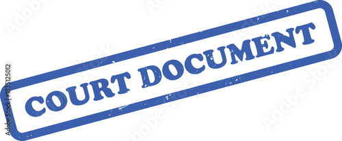 Blue COURT Stamp With Grunge Texture Effect Over White Background