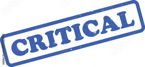 Blue Critical Stamp with Grunge Texture and Bold Font on Transparent Background