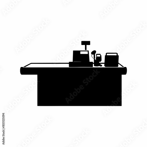 silhouette of cashier desk vector with white background