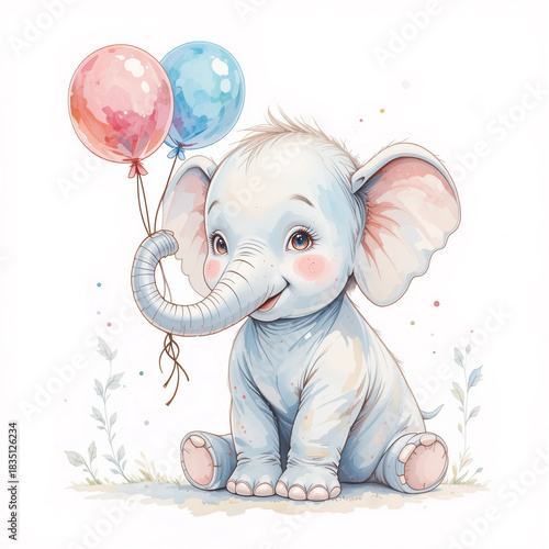 elephant with balloons