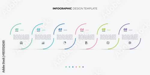 Modern infographic 6 Step timeline journey, calendar Flat simple infographics design template. presentation graph. Business concept with 6 options
