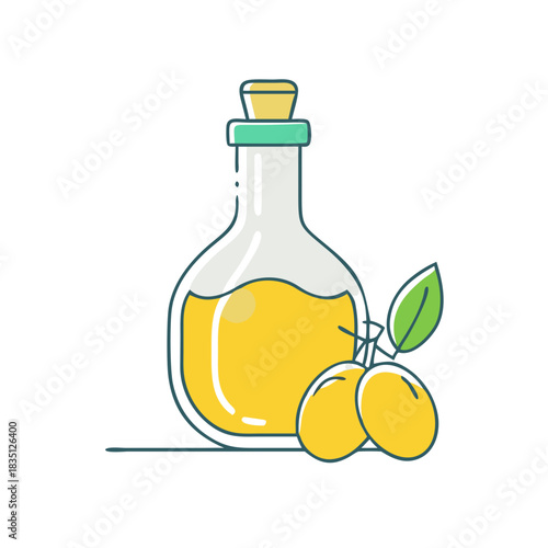 bottle of olive oil and olives