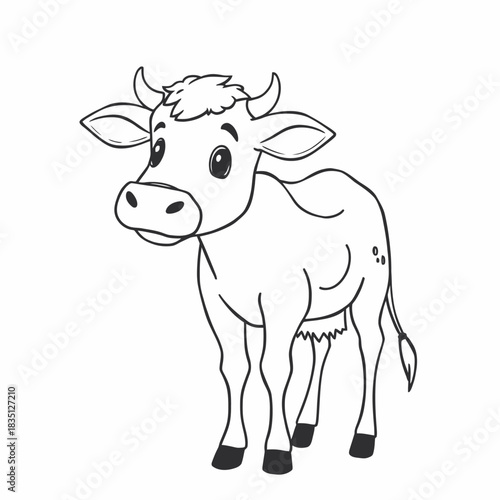 Cartoon cow illustration vector drawing of a cute white dairy cow for kids and educational use images