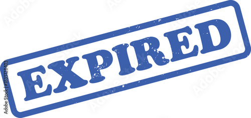 Blue Expired Grunge Rubber Stamp Isolated on Transparent Background Stock