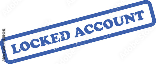Blue Grunge Locked Account Rubber Stamp on Transparent Background Icon Style