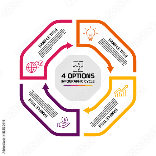 4 step modern infographic diagram, graphic presentation template. modern 4 step infographic. venn diagram
