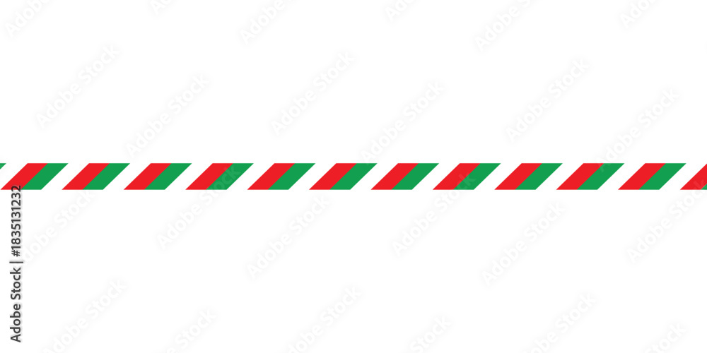 Fototapeta premium Christmas candy cane straight line border with red and white striped. Xmas seamless line with striped candy lollipop pattern isolated on transparent background