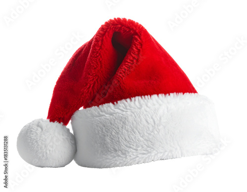 Weihnachtsmütze isoliert auf weißen Hintergrund, Freisteller, Transparent