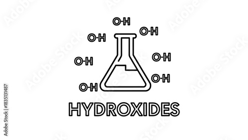 Hydroxides Chemical Group Icon - Base Solution in Laboratory Flask