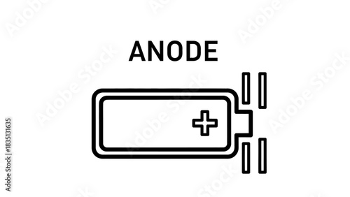 Anode Side of Battery or Electrochemical Cell Icon
