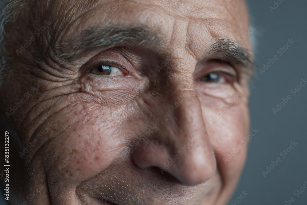 Fototapeta premium Close-up of an elderly man with deep wisdom.