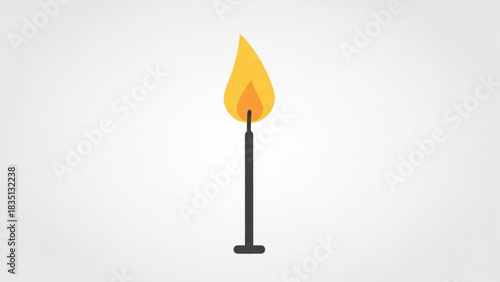 Single candle flame burning brightly, a minimalist symbol of hope, remembrance, or celebration, perfect for adding warmth to designs