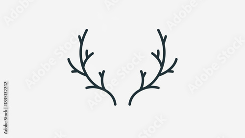 Simple antler icon for nature lovers, a minimalist deer horn design, elegant wildlife symbol, great for rustic themes and holiday designs, originally a vector