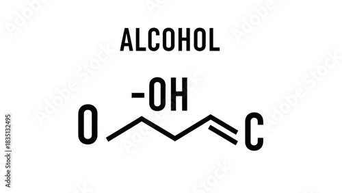Minimal vector illustration showing a representative chemical structure containing an Alcohol functional group.