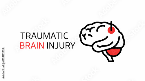 Vector illustration representing the concept of Traumatic Brain Injury (TBI), concussion, or head trauma.