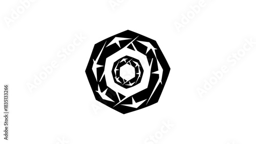 Abstract Geometric Black and White Octagonal Design.