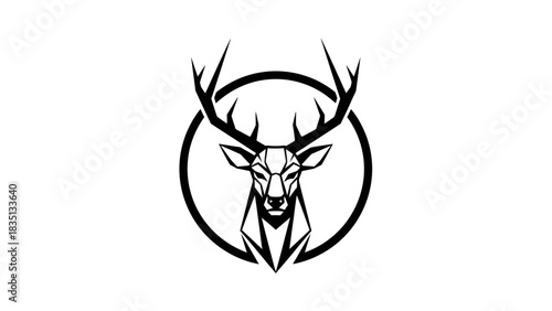 Geometric Stag Head Emblem Logo Design.