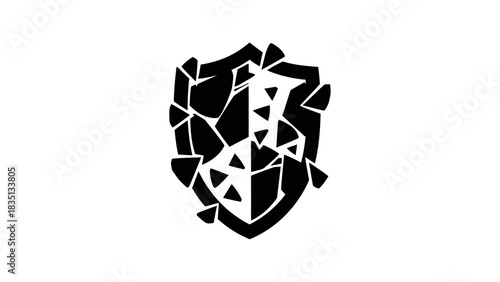 Broken Shield Symbol Abstract Design.