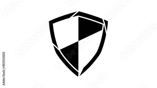 Black and white shield icon representing protection and security.