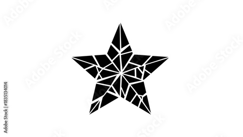 Geometric Black Star Abstract Design on White Background.
