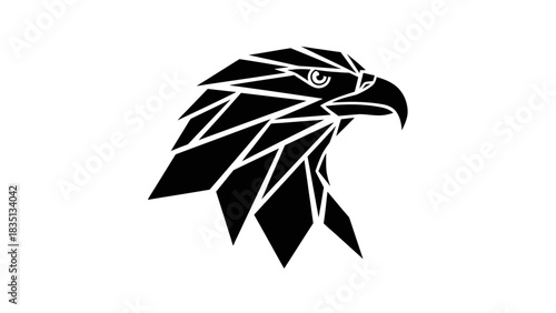 Geometric Eagle Head Silhouette Tribal Style Art.