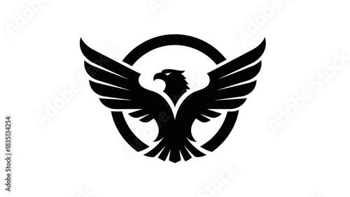 Majestic Eagle Logo with Spread Wings in a Circular Frame.