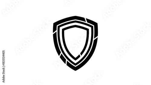 Stylized Shield Icon with Geometric Design for Security and Protection.