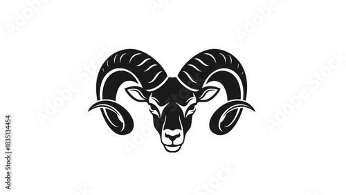 Majestic Ram Head Logo Design with Detailed Horns and Strong Features.