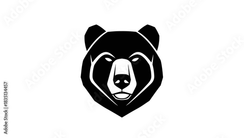 Stylized Black Bear Head Silhouette Graphic Design.