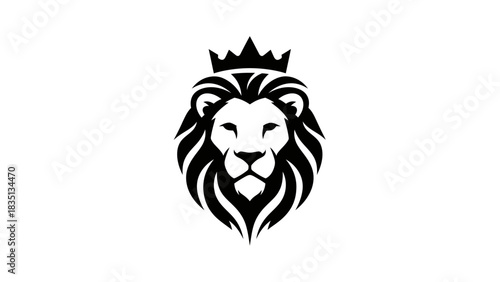 Majestic Lion Head with Crown Emblem.