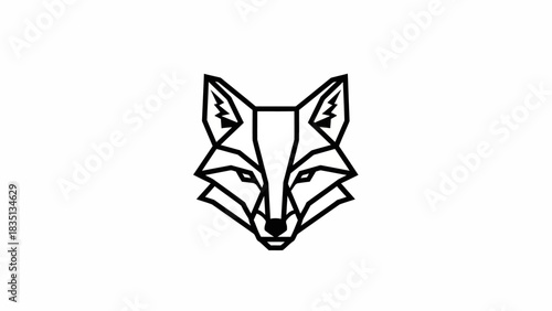 Geometric Fox Head - A Minimalist Line Art Illustration.