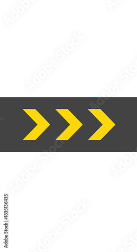 Three yellow chevron symbols pointing right on a dark gray horizontal bar.