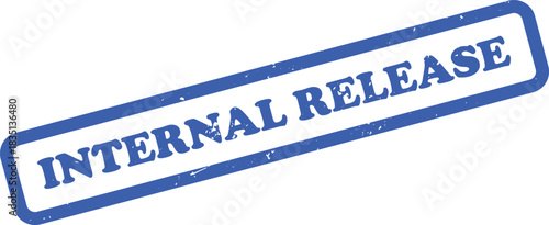 Blue Internal Release Rubber Stamp with Grunge Texture on Transparent Background