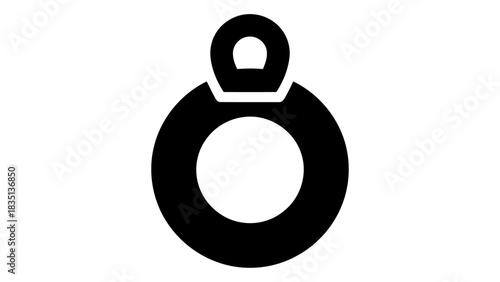 A simple black icon representing a shackle, a metal loop with a pin, used for securing or connecting things, isolated on