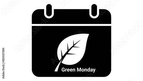 Green monday calendar icon with leaf symbol representing environmental awareness and eco-friendly initiatives for sustai
